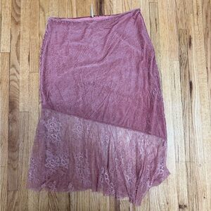 Free People Rose Lace-Trim Asymmetrical Midi Skirt